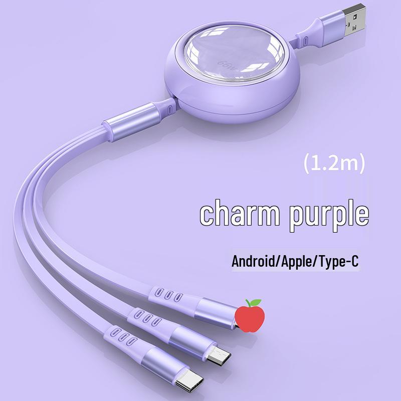 100W Retractable 3-in-1 Fast Charging Cable with Custom Logo