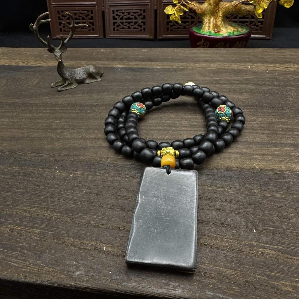 Tibetan Sheep Horn & Black Donkey Hoof Bead Bracelet/Necklace with Round Bead Accessories for Men and Women