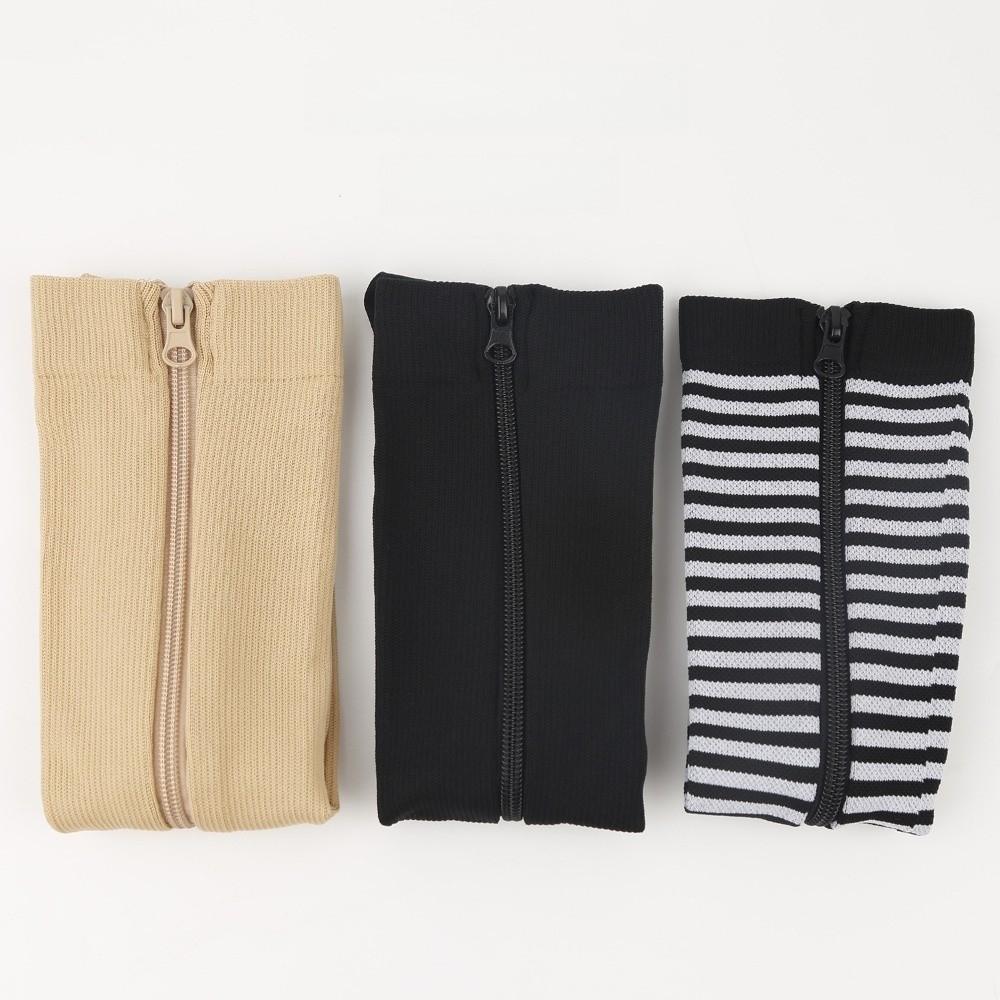 Retro Stripe Pressure Socks Soft Elastic Compress Zipper Socks Sweat-Absorbing Breathable Cycling Sports Socks Outdoor Exercise
