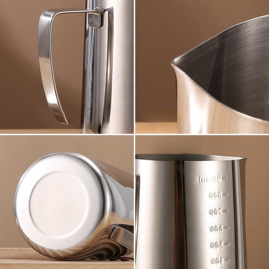 Milk Frother Pitcher Coffee Latte Art Cup Stainless Steel Clear Scale Precise Control Home Professional Cafe Accessorios