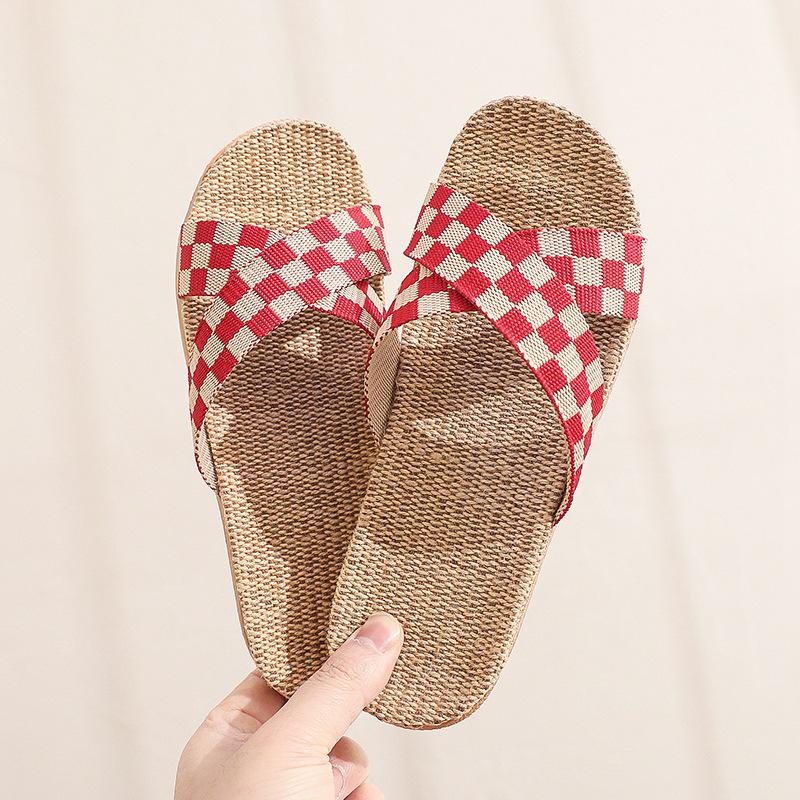 Cotton and Linen Non-Slip Home Slippers for Men and Women – Indoor Summer Slippers with Thick Bottom for Wooden Floors.