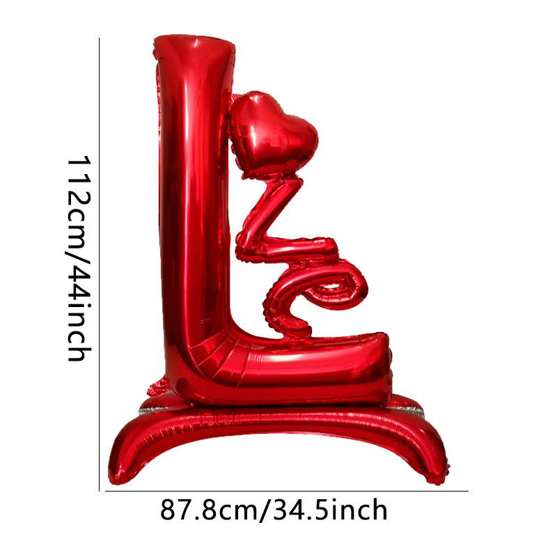 

1Pcs Valentine s Day Bright Red Standing 3D LOVE Shaped Aluminum Film Balloon Wedding Anniversary Party Decor Shooting Props As Picture