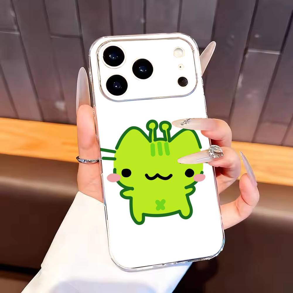 

Green alien cat cute Phone Case For iPhone17,16,15,14,13,12,11 Plus,Pro Max Soft Transparent Cover iPhone14Pro