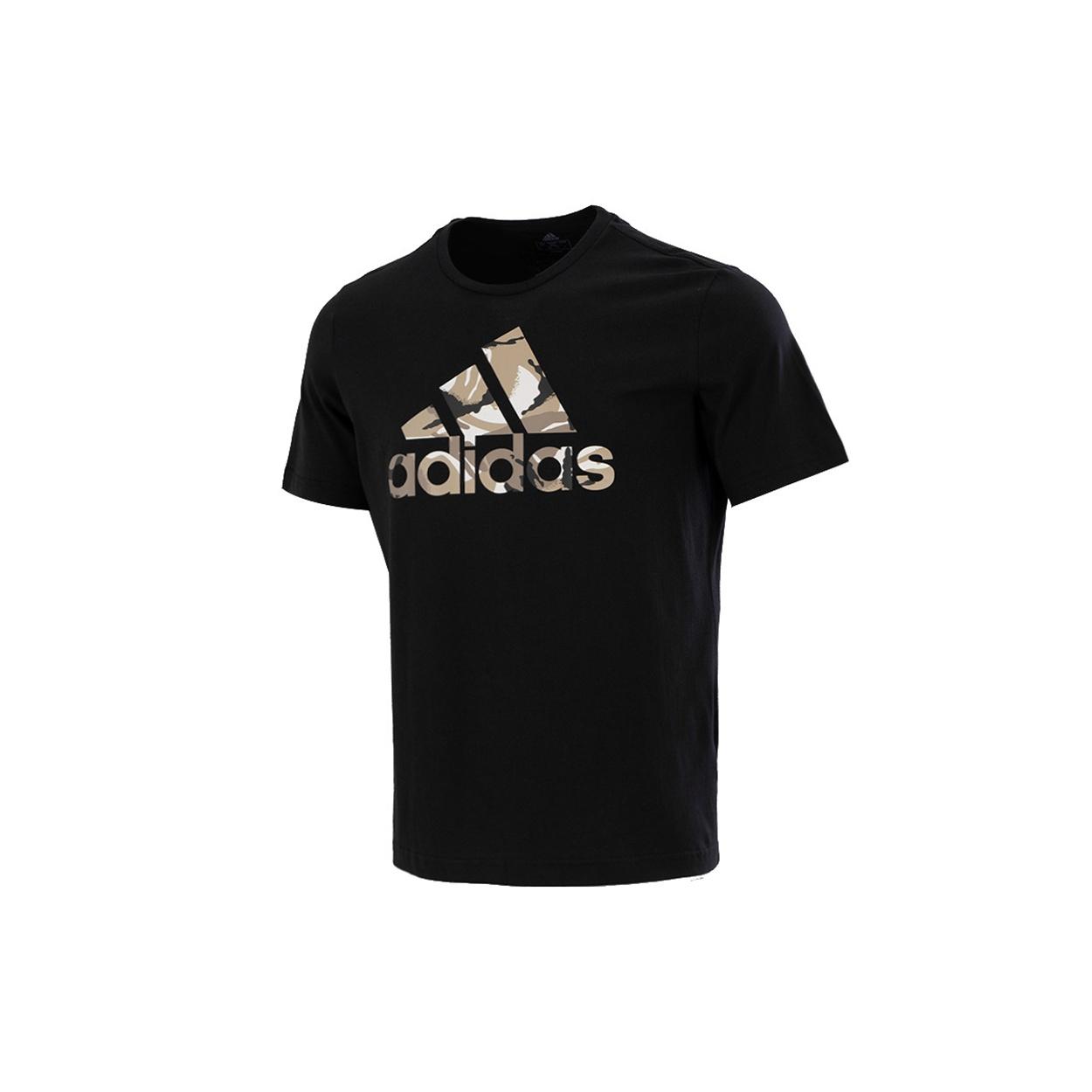 adidas M Camo T Camouflage Logo Printing Sports Short Sleeve Black Men s H12198 XXL