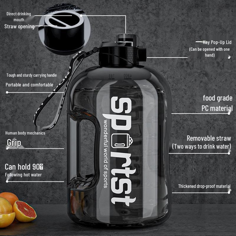 Large Capacity Sports Water Bottle - Portable Plastic for Fitness, Students, and Everyday Use