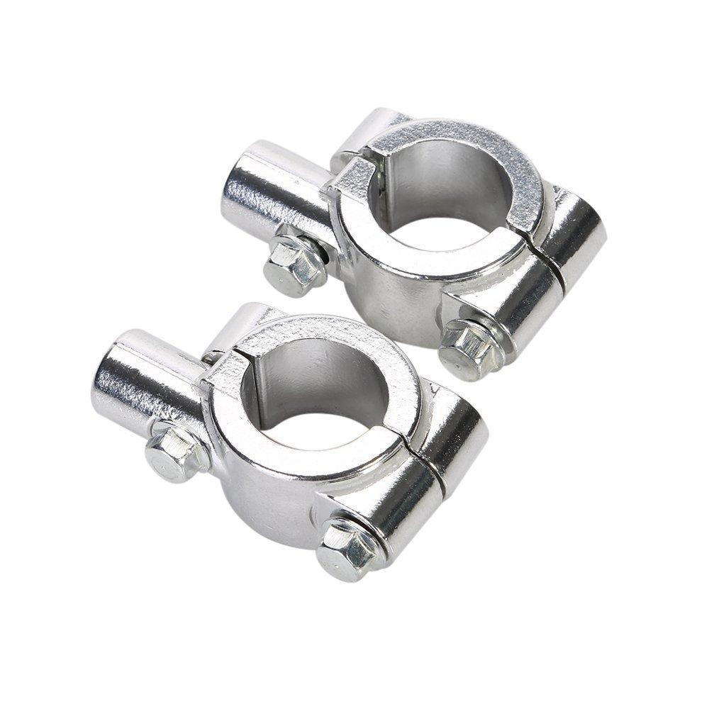 HANSWD Universal Motorcycle Handlebar Mirror Mount 10mm 7/8" Inch Aluminum Clamp (Chrome)