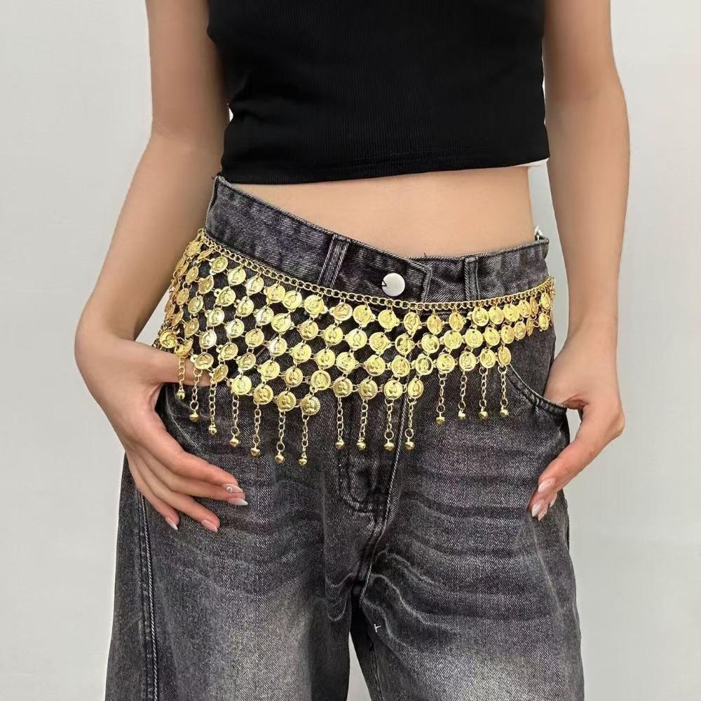Metal Beads Tassel Belly Dance Belt Silver Color Belly Dancing Hip Scarf New Bell Waist Chain