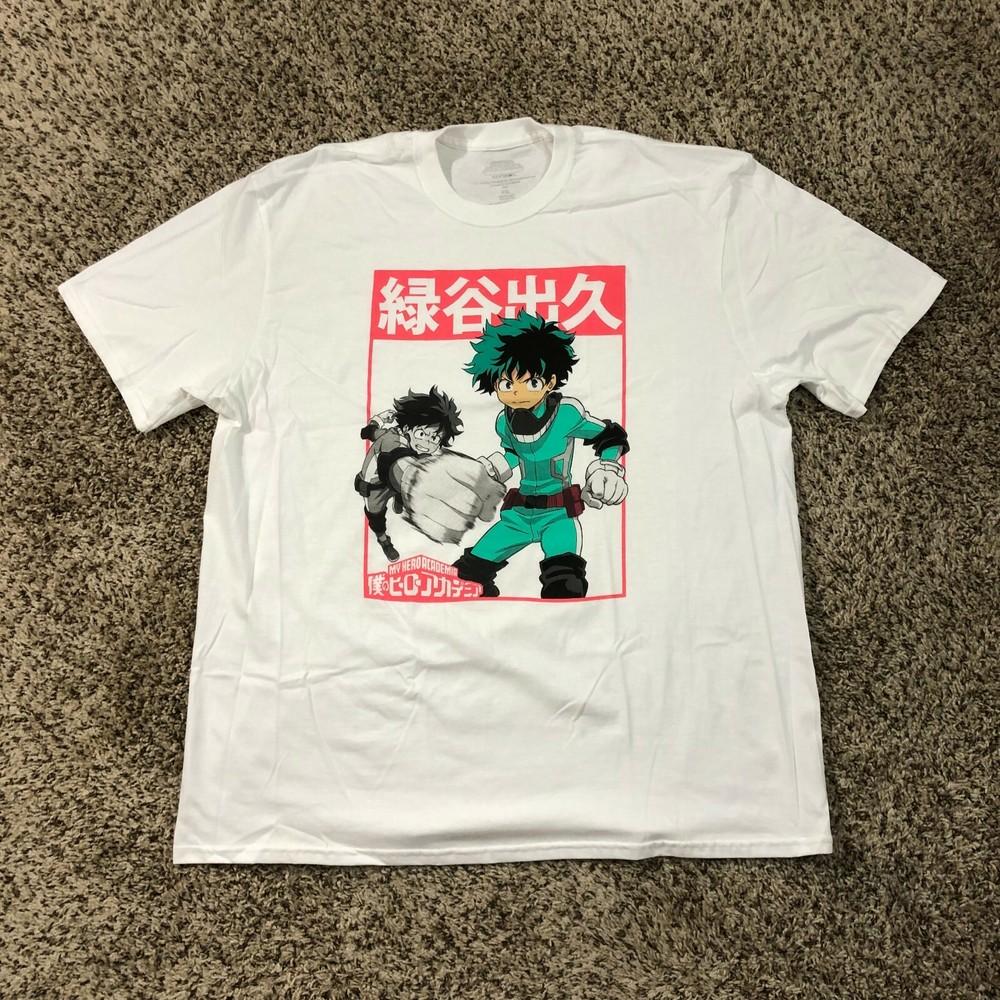 NEW My Hero Academia Anime Men Sz 2XL Deku White Shirt Izuku Midoriya Funimation Unisex T-Shirt