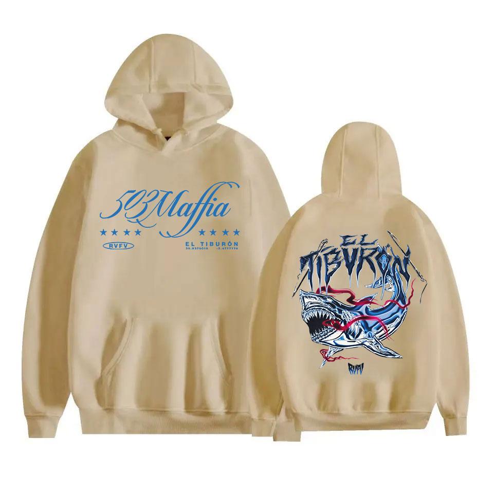 Rapper RVFV EL TIBVRON Tour Merch Mikina s kapucí Pánská Dámská Dlouhý rukáv Retro Móda Mikina Hip Hop Pulovr Mikiny Streetwear