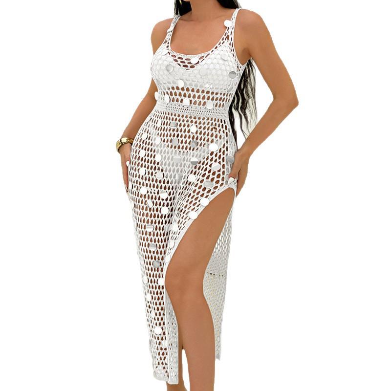 Women's Holiday Sexy Sequined Long Dress – Beach Sun Protection Cover-up