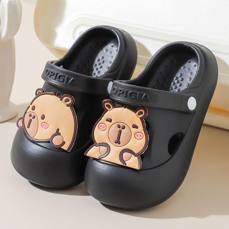 Children's Non-Slip Cartoon Beach Slippers, Closed-Toe for Ages 6-12, Two-Way Summer Shoes