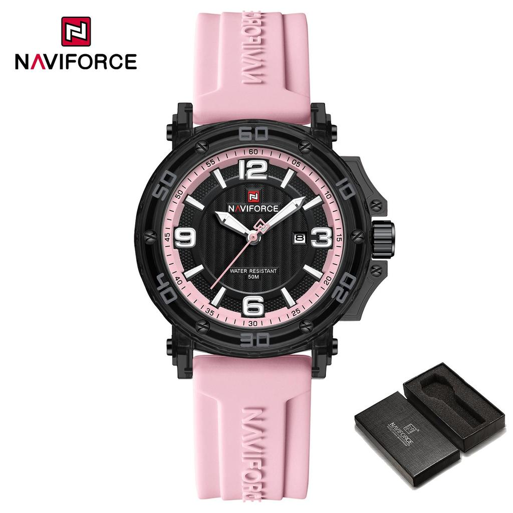 NAVIFORCE Original Women's Calendar Watch Lightweight Fashion Quartz Watch 50m Waterproof Luminous Pointer Women's Casual Watch NF7125