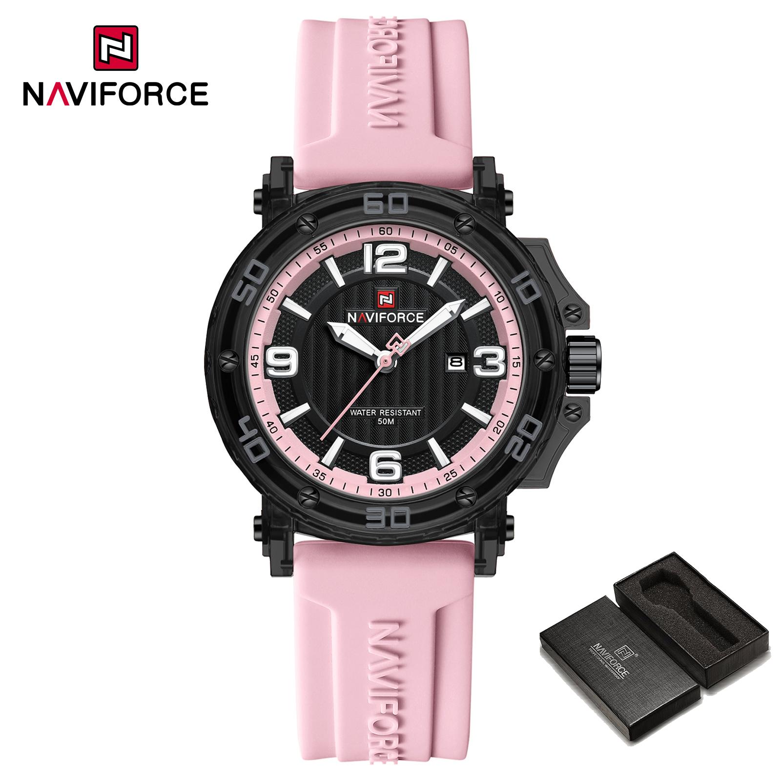 

NAVIFORCE Original Women s Calendar Watch Lightweight Fashion Quartz Watch 50m Waterproof Luminous Pointer Women s Casual Watch NF7125 рожевий/чорний
