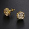 Popular Full Diamond Hip Hop Stud Earrings Round Microencrusted Zircon Threaded Ears Men'S Earrings Earrings