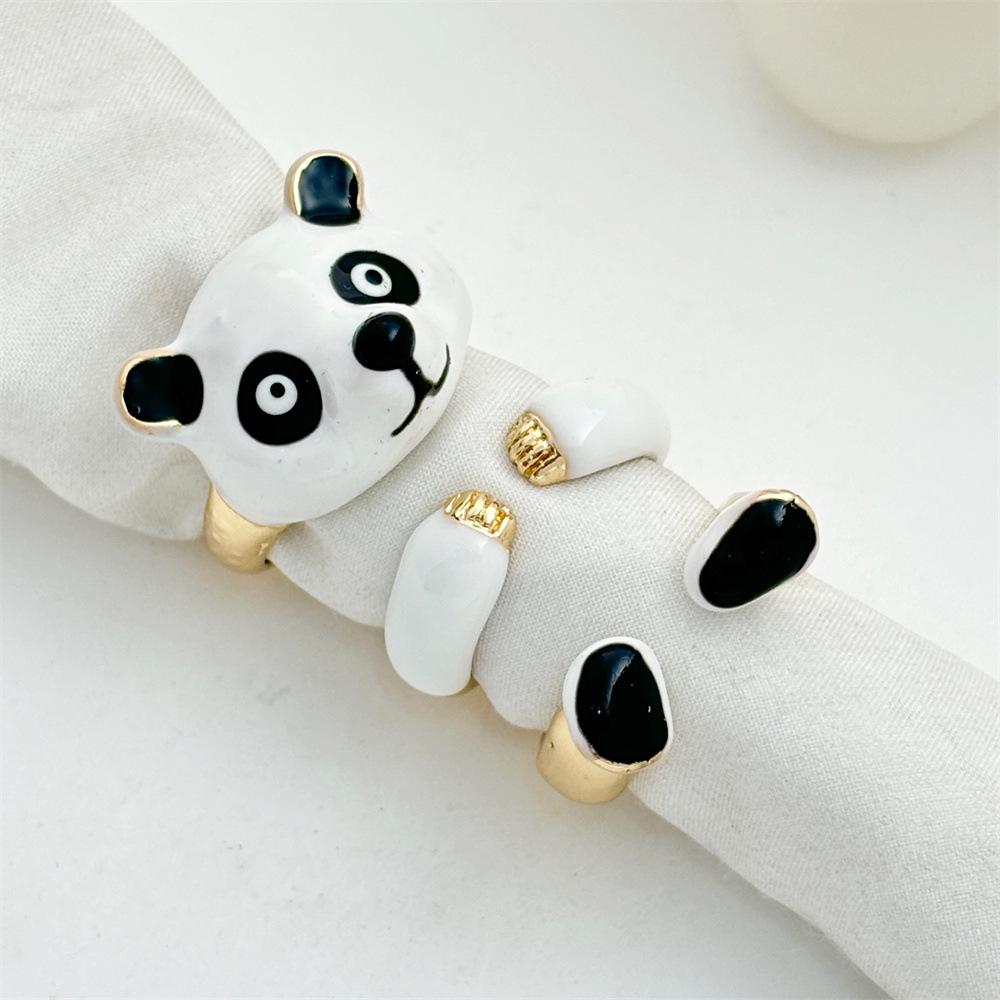 

Trendy Panda Detachable Ring Set: Creative European & American Style Adjustable Open