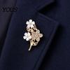 Floral Scarf Pin Rhinestone Flower Brooch Pin, Bling Lapel Decorative for Women, Coat Shirt Sweater Dress Accessory