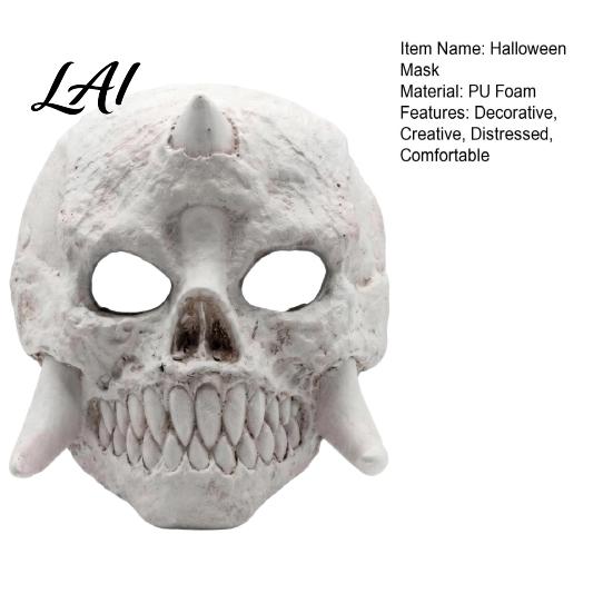 Realistic Bone Texture Mask Halloween Skeleton Mask Horror Fanged Skull Distressed Vintage Style Full Face Cosplay for Costume Party Props