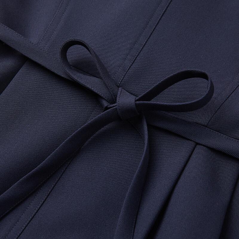 Xiangying V-Neck Navy A-Line Midi Dress
