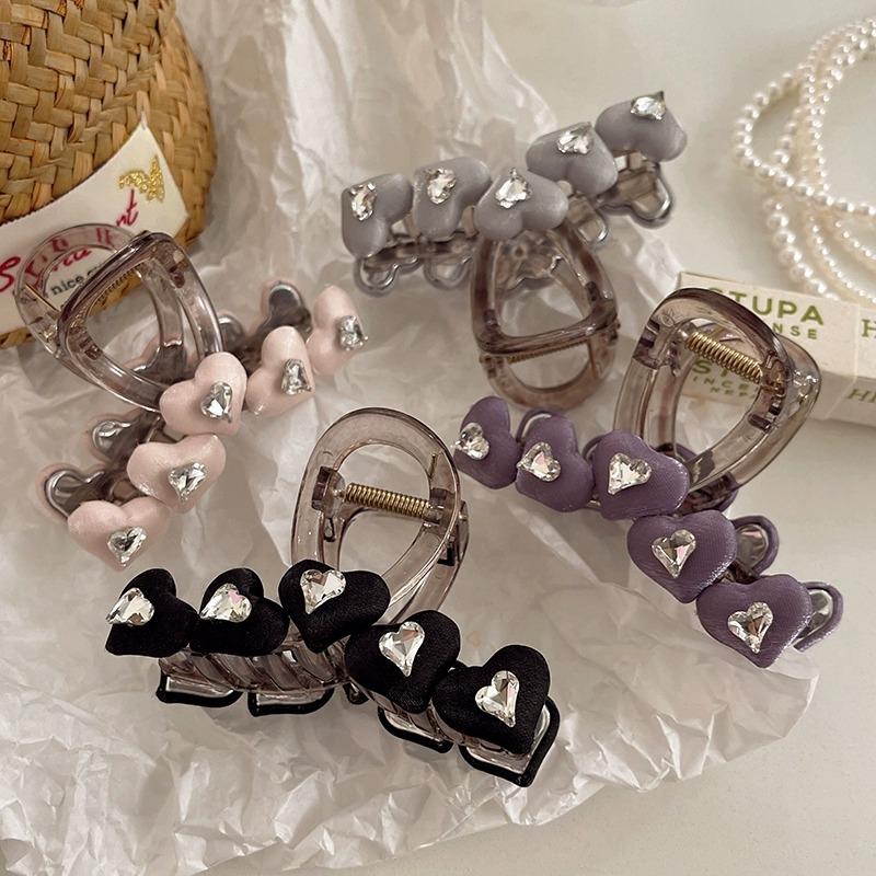 2025 New Korean Jelly Color Flower Heart Hair Claws Sweet Rhinestone Hair Clips Irregular Shark Hairpins Hair Accessories Headwear