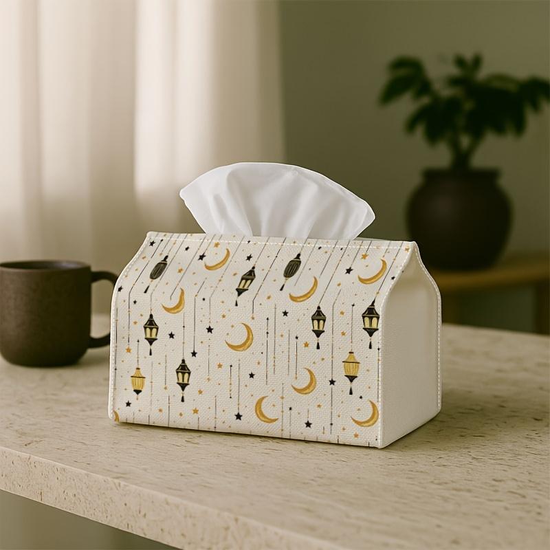 1pc of Pattern Decorative Ramadan Tissue Box for Dining Napkins, Hanging Lantern Crescent, a Home Tissue Box for Living Room Tables, And Car Tissue Bo