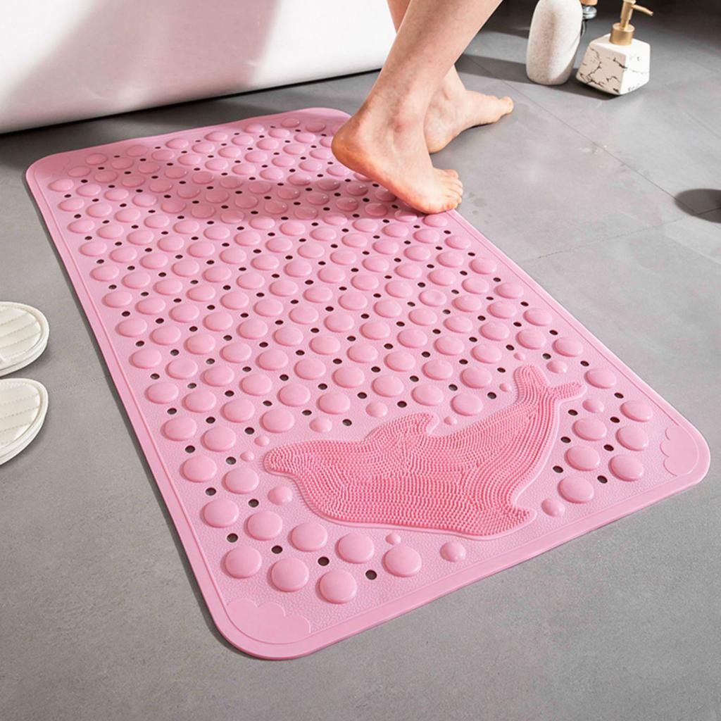 Tapis Anti-Glisse Salle de Bain PVC Douche Anti-Chute Tapis de Pied Épaissi Dauphin Massage Sol Salle de Bain Tapis de Bain Tapis de Douche