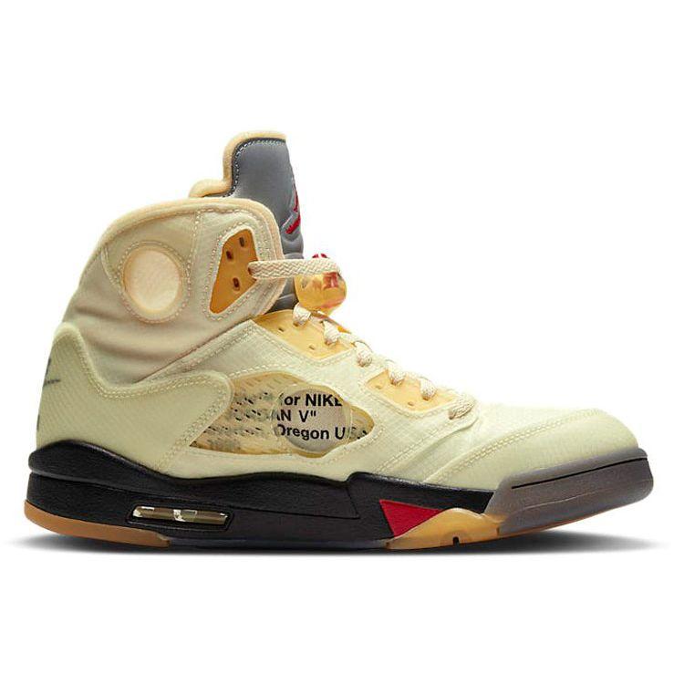 Off-White X Air Jordan 5 SP Sail Unisex Sneakers Cream Fire-Red Muslin DH8565-100