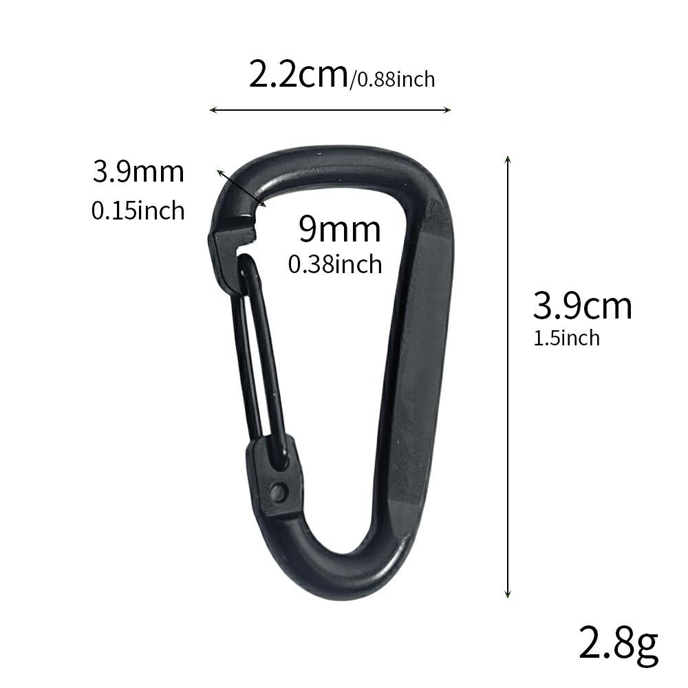 D-Shaped Black Aluminum Carabiner Bluetooth Earphone Case Hook Keychain Ornament