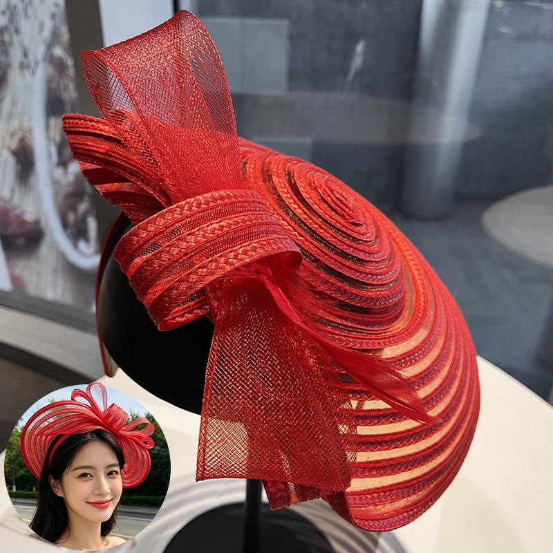 Elegant Woven Headband Mesh Hat Retro Versatile High-End Women's Party Accessory Spring Summer Decoration