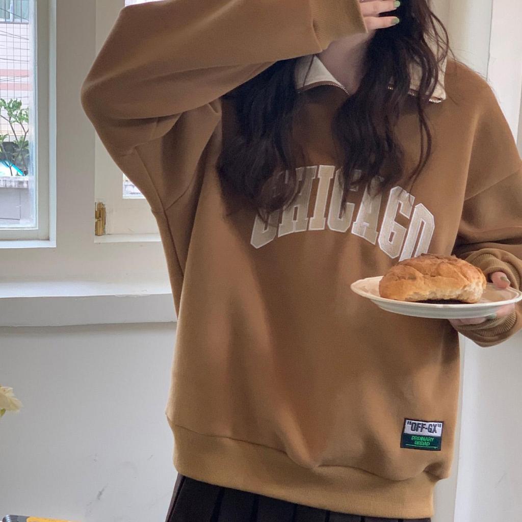 Dame Langermet V-hals Løse Pullovers Dame Overdeler Ensfargede gensere