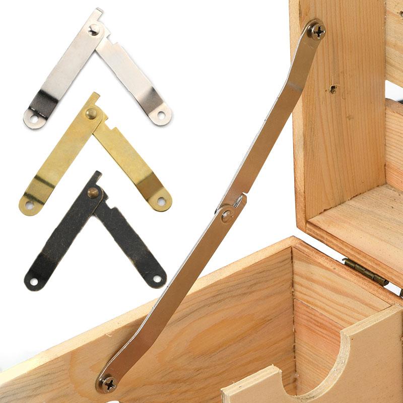 2pcs Lid Support Hinges Antique Bronze Wooden Box Positioning Tripod Furniture Hinge Hardware Bracket Cabinet Door Accessories