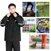 [Sutekus] Unisex Rain Suit, Waterproof Breathable Jacket & Pants with Mesh Double Layer and Reflective Strips, Outdoor Cycling Commuting, Size XXL