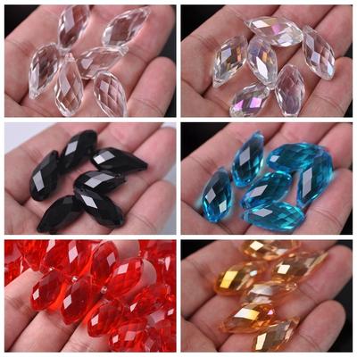 20 peças/conjunto Acessórios DIY Contas de Cristal Cor Pura Contas Soltas Cristal Facetado Gota