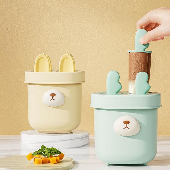 Ice Cream Mold Cute Bear Popsicle Molds BPA-Free Food-Grade Plastic Ice Pop Mold for Homemade Ice Cream Chocolates Candies