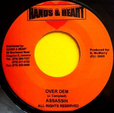 

7inch Record ASSASSIN UNICORN SAJAY Over Dem Couchie Tight NONE Hands Heart 2005 Jamaica Reggae Ska Dub Used