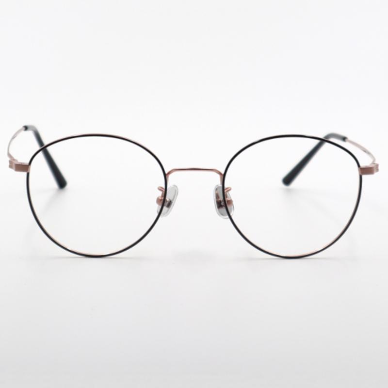 Aloeyewear [ALO BASIC] AL8202 0914G Cat's Round Black/Rose Gold Metal Glasses