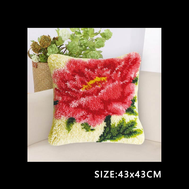 DIY Carpet Embroidery Latch Hook Kit Plant Series Segment Embroidery Pillow Flowers Grass Coarse Wool Cross Stitch 3D Latch Hook