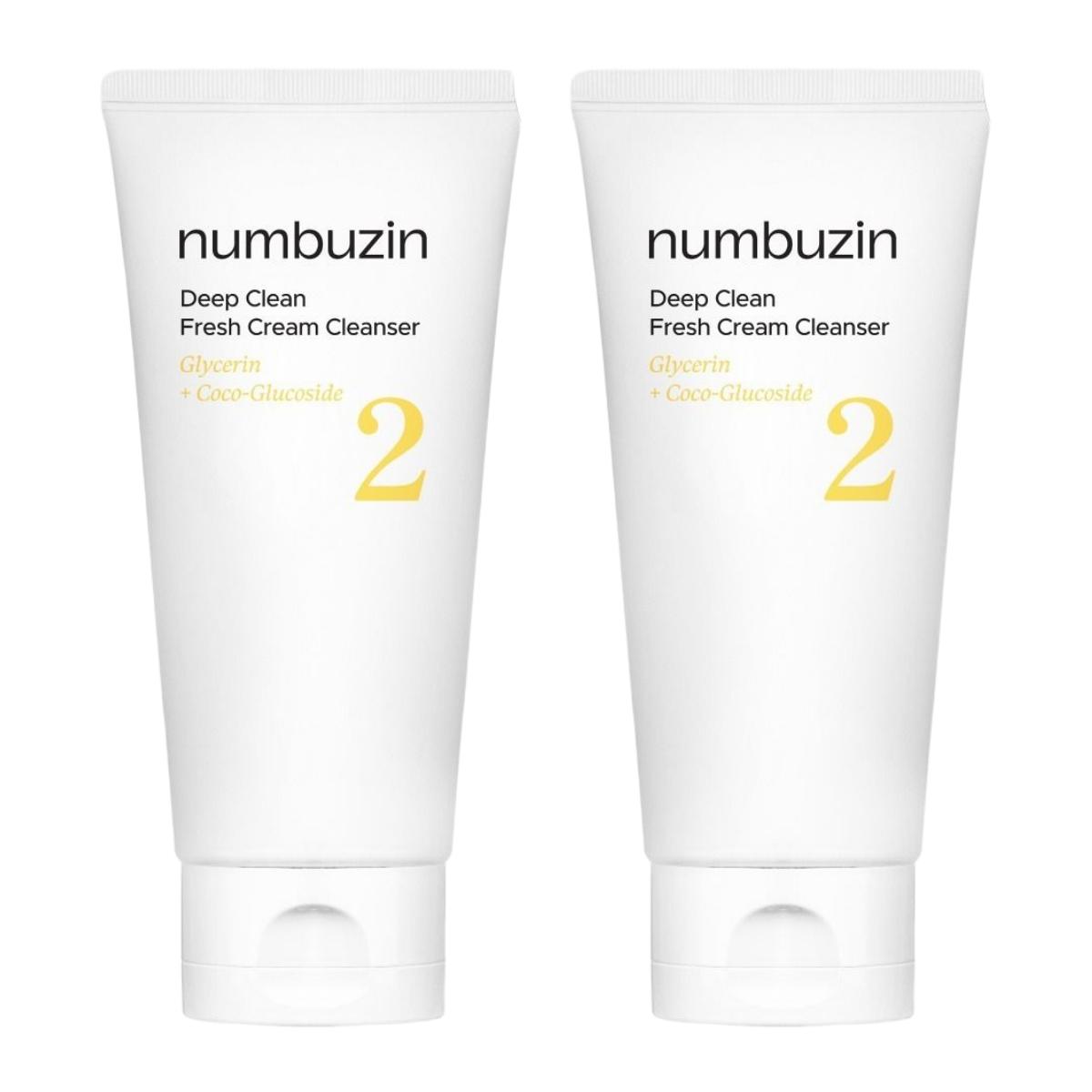 Numbuzin No. 2 Deep Clean Fresh Cream Cleansing Foam Whipped Texture Purifying Wash 120ml x 2 Double Set