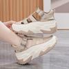 Sandale de vară pentru femei din piele PU 2026 Noi Platformă Hollow Pană Pantofi Casual Exterior Respirabili Înălțare 4CM Adidași De Mujer