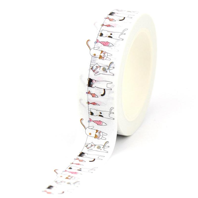 

NEW 1PC. 10M Decorative Cute Cats Kawaii Animal Masking Paper Washi Tape Set for Scrapbooking Stickers Journaling Papeleria
