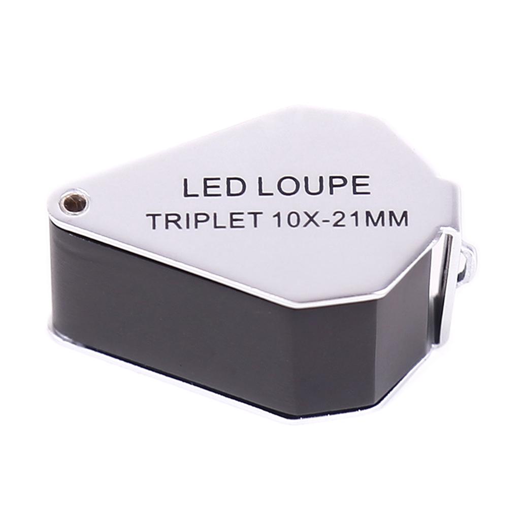 10X 21mm LED Light IlluminatedEye LoupePocket Jewellery- Magnifier- Portable Foldable Magnifying Glass with Lights Gift