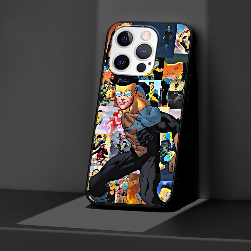 Invincible Case for Apple iPhone 14 11 16 Plus X XS 13 12 Mini XR 15 Pro Max Silicone Black Soft Phone Cover