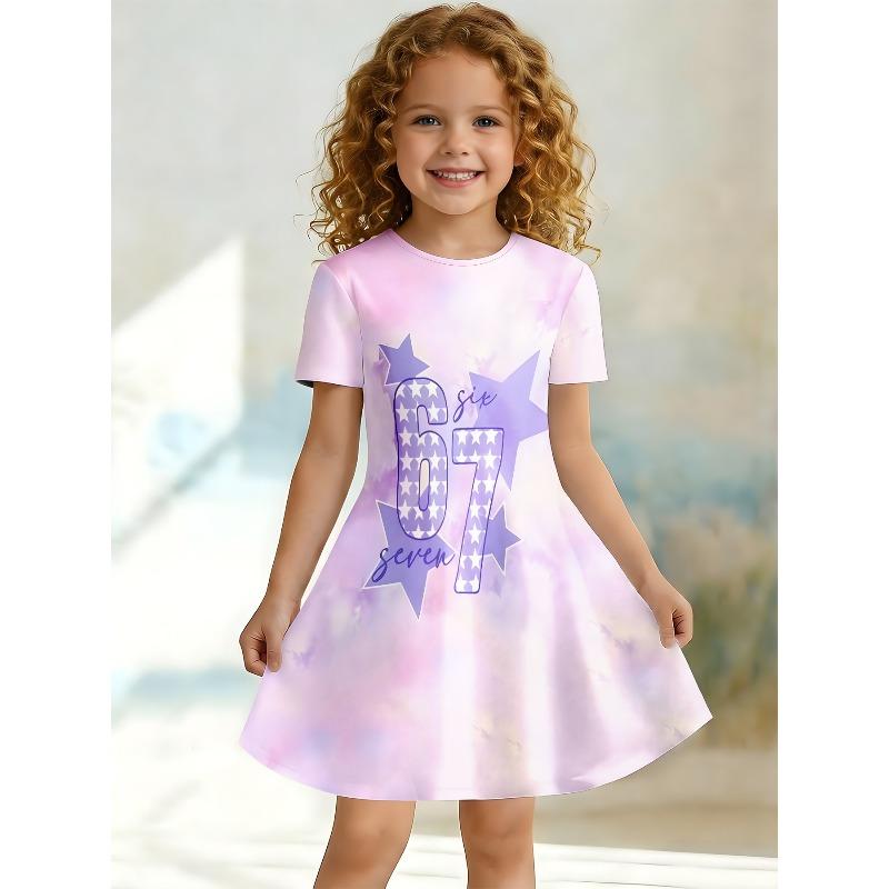 Children's Girls Summer Casual Dress 3D Cartoon Print Sleeveless A-line Skirt Children's Clothing A-line Princess Skirt