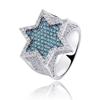 Hip Hop Zircon Ring Star Cuban Link Fashion Jewelry Men Women