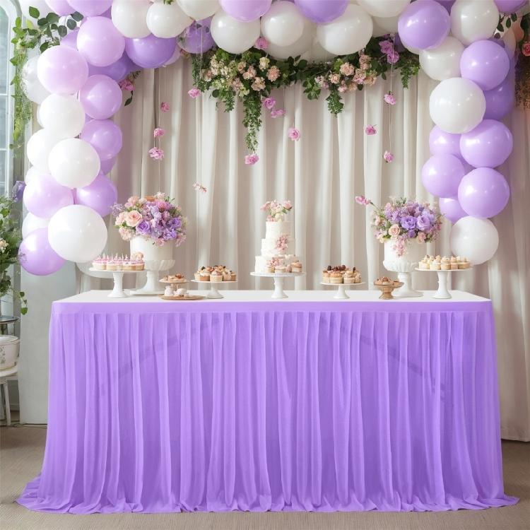 Delicate Pearls Tulle Table Skirt For Weddings Easy Assembly Table Drape Decorative Table Cloth for Formal Occasion Setup