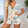 Plus Size Womens Short Sleeve V Neck One Piece Jumpsuit Outfit