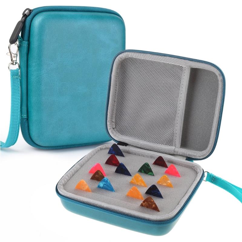 Guitar Pick Holder Case Guitar Accessory Storage Pouch with 15Free Guitar Picks Portable Zipper Guitar Picks Storage Box