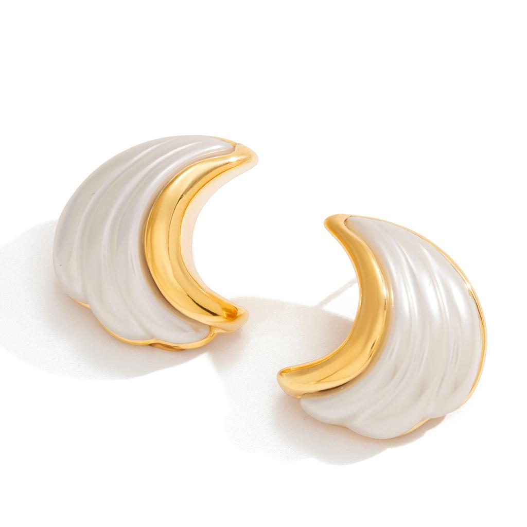 Yori Hot Style C-shaped Resin Pearl Earrings For Women Prevent Allergy Stainless Steel High Quality Chic Waterproof Jewelry Gift