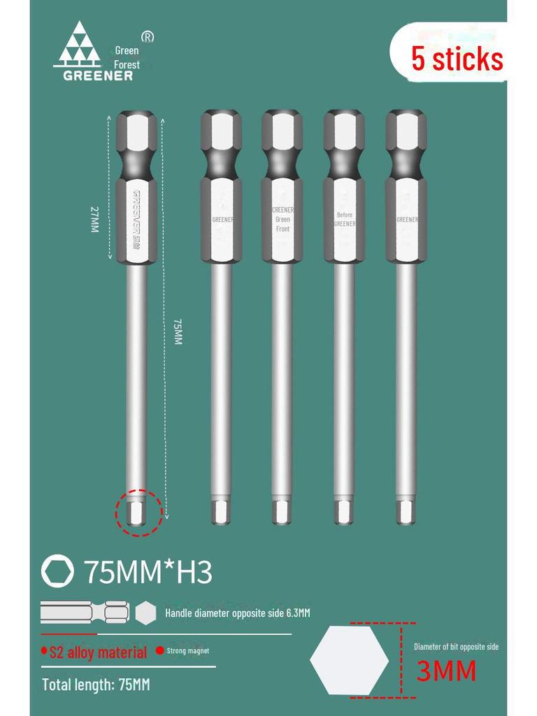 Green Forest Tungsten Steel Hex Wrench & Drill Set with Magnetic Hex Head