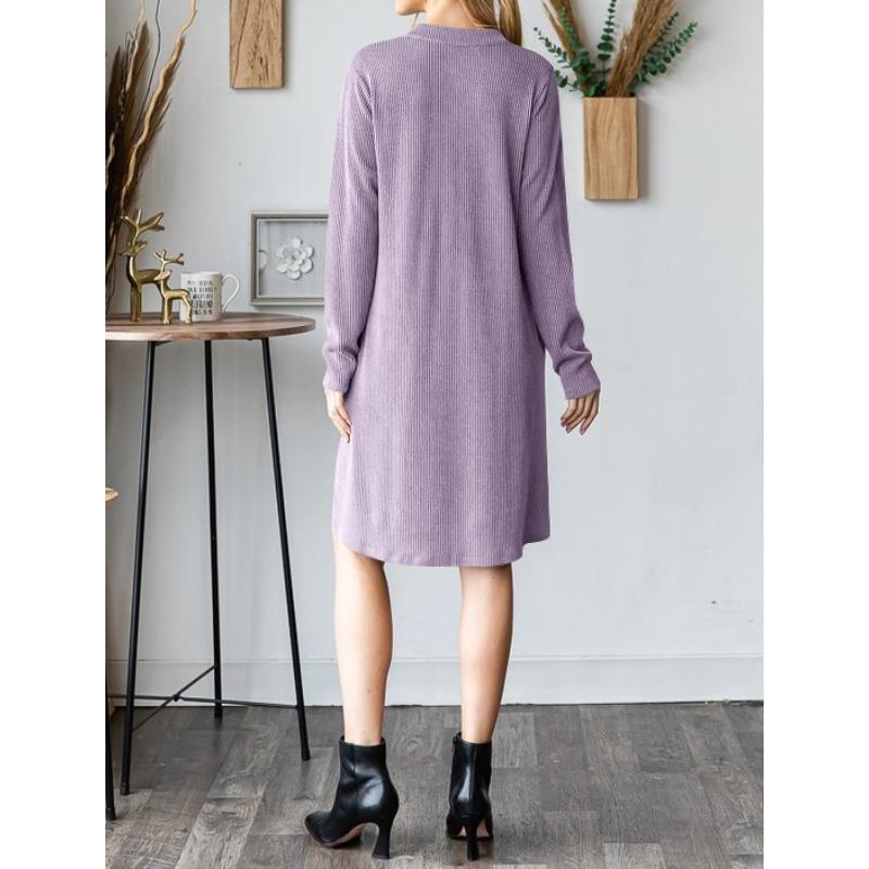 Autumn and Winter Women's V-neck Long-sleeved Loose Dress