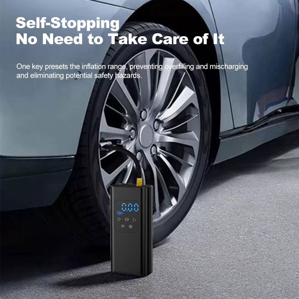 Hustilka pneumatik Přenosný vzduchový kompresor 6000mAh & 150PSI Vzduchová pumpa na pneumatiky automobilů Hustilka pneumatik s LED
